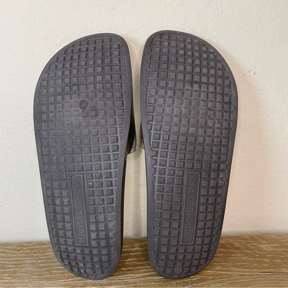 MICHAEL Michael Kors Gilmore Logo Print PVC Slide Sandal Womens  Size 9.5